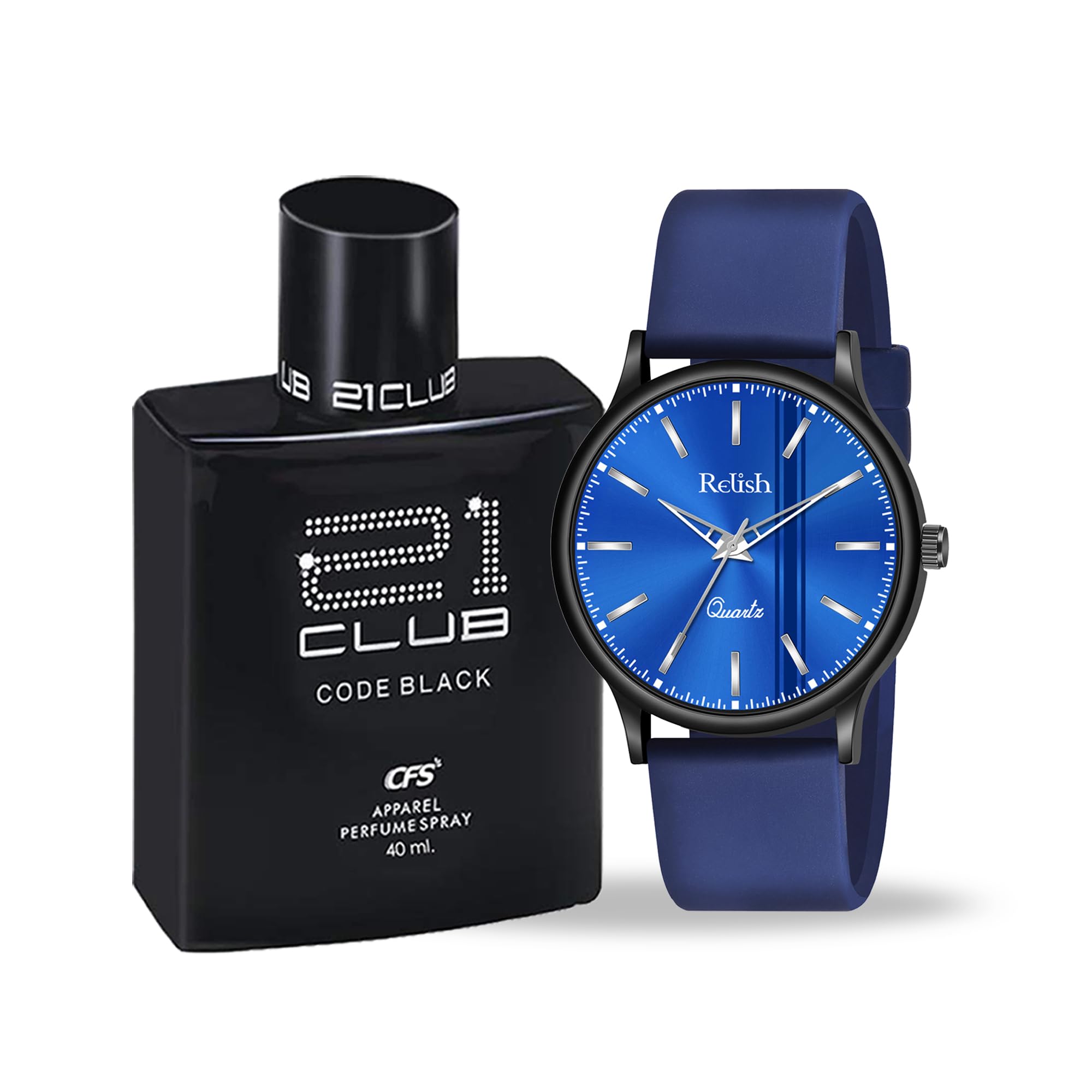 Relish Combo Men Gift Box Analog Watch, Blue Silicone Strap with Perfume Combo Pack | Rakhi Gift for Brother (B0CZXNF1P9) Amazon Price History, Amazon Price Tracker