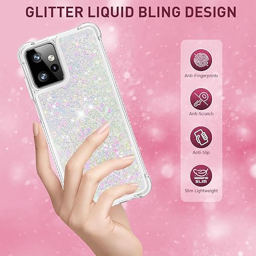 Miniatura 3 de CAIYUNL Funda para Moto G Power 5G 2023 con protector de pantalla, para mujeres y niñas, con purpurina líquida brillante, flotante, bonita funda