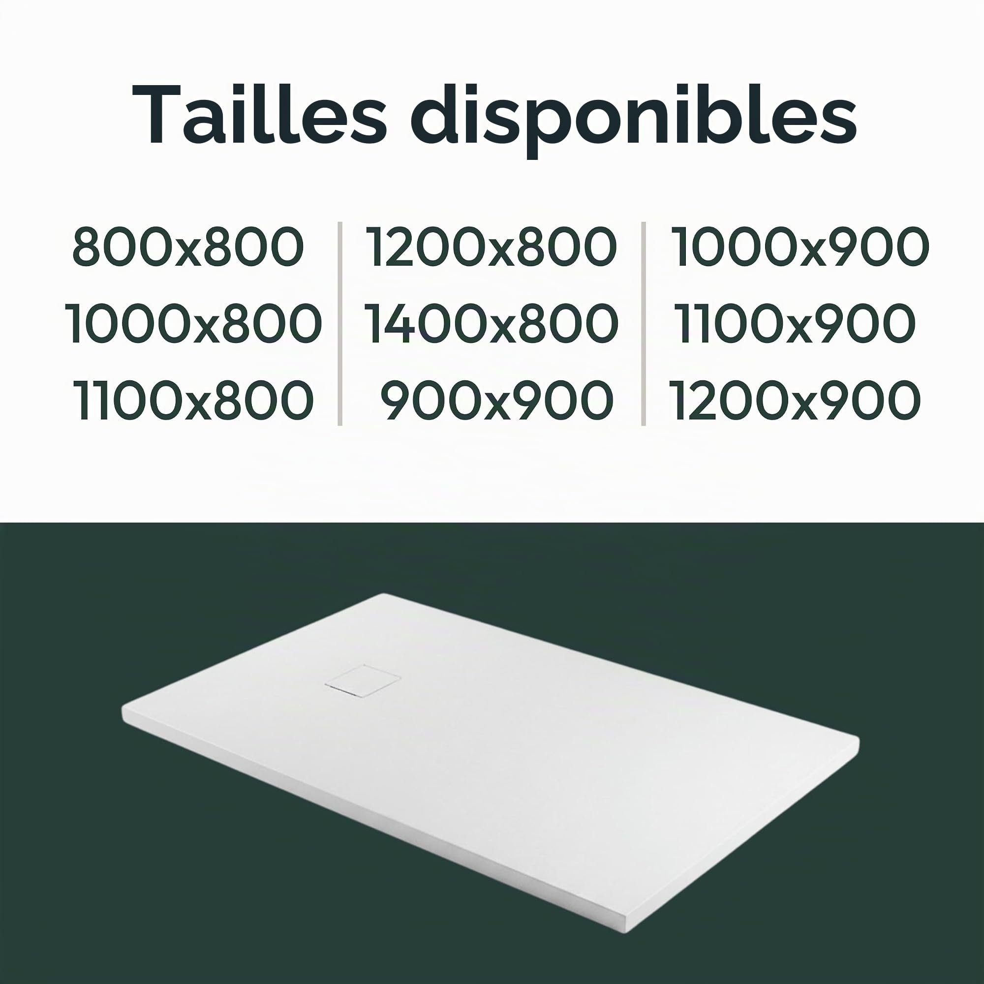 Receveur de douche AquaUno Stone - 110 x 80 x 2,6 cm - Blanc