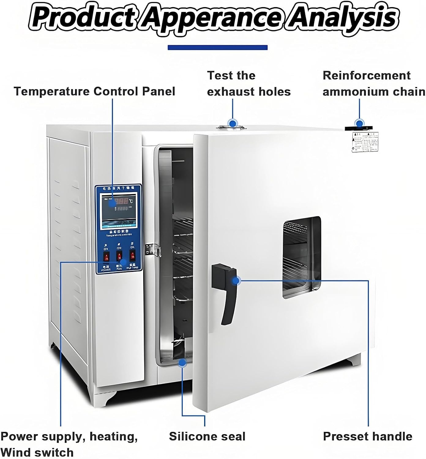 Constant Temperature Blast Drying Oven, with Intelligent Digital Display Temperature Controller, Vacuum Drying Oven, for Laboratory/Industrial,43L