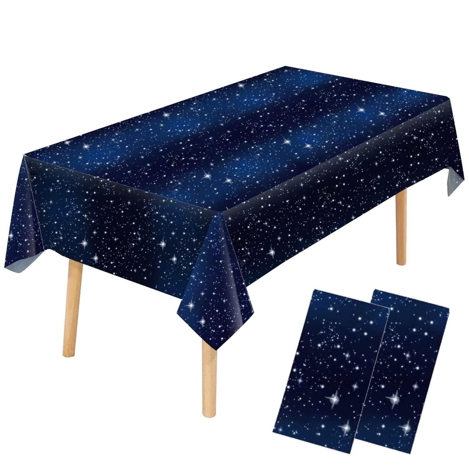 YXHZVON 2 Stück Weltraum Tischdecke Kinder Blau Weltraum Tischdeko Rechteckige wasserdichte Tischdecken Geburtstag Deko für Party Weltraum Thema Geburtstag Jubiläum（274x137 cm）