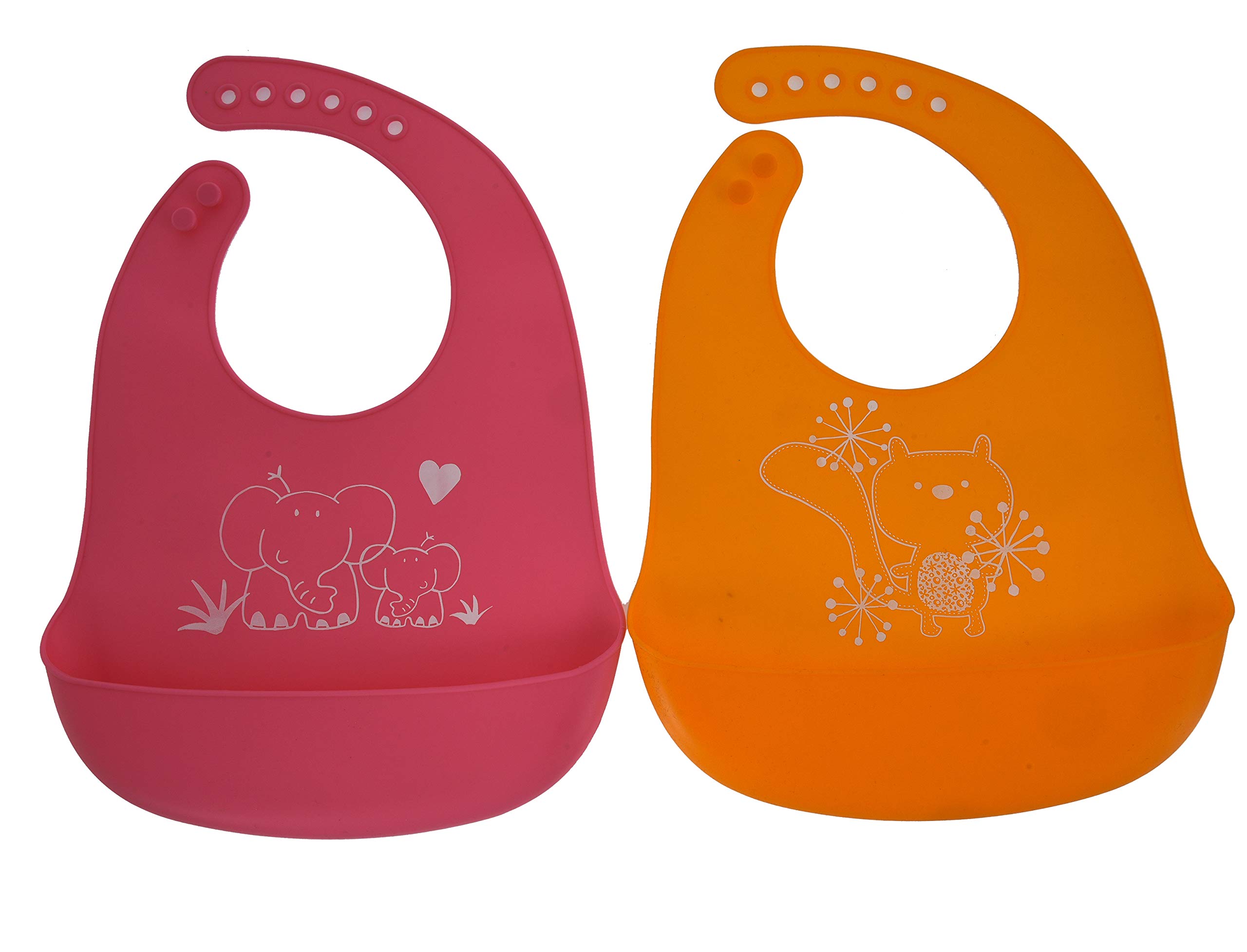 Moppets Baby Bibs with Food Catching Pocket (Pink & Orange)-picture-25