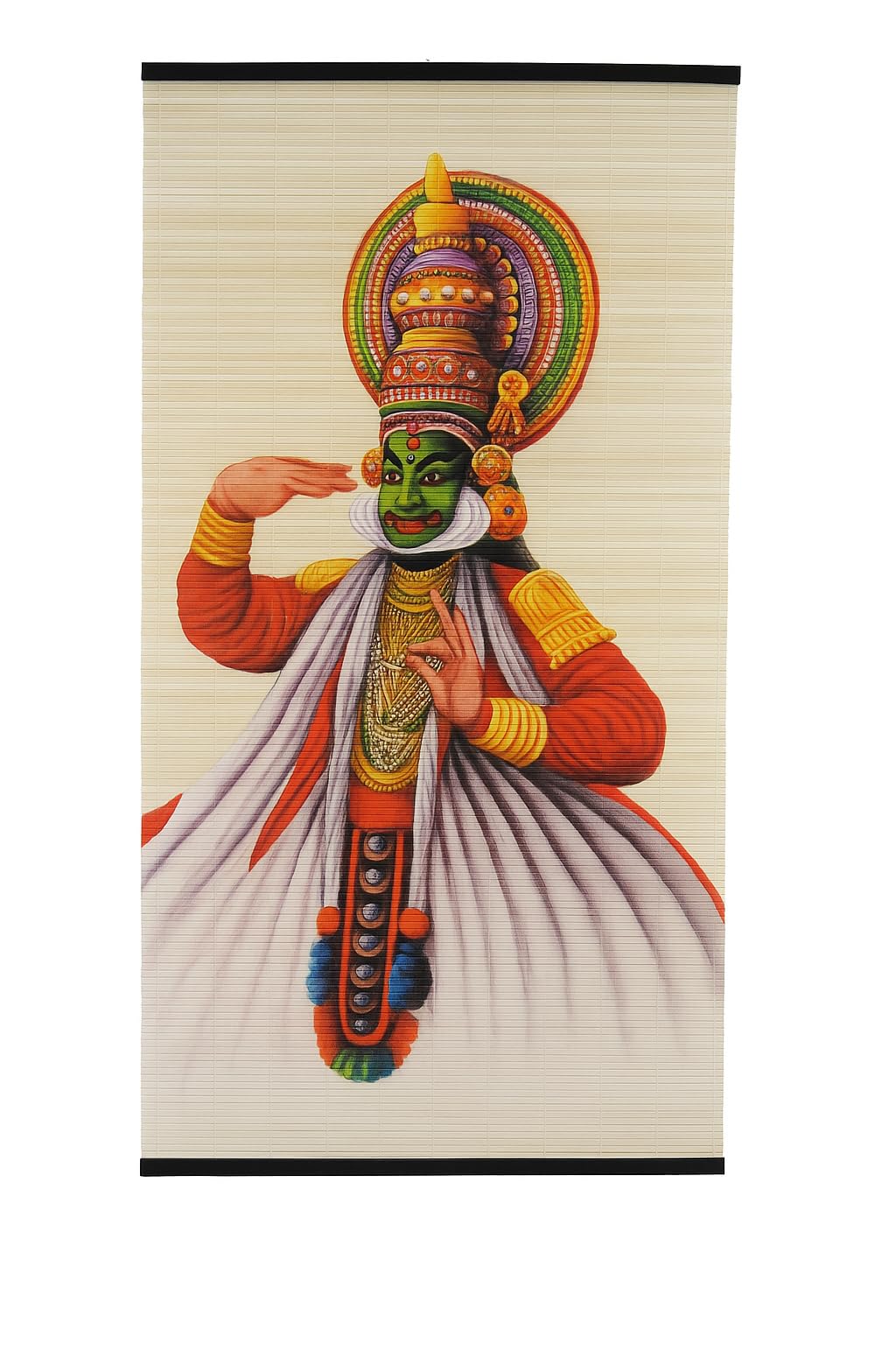 Kathakali Oil Painting on Bamboo | Traditional Handcrafted Wall Hanging | Natural Bamboo Décor Art | 120×58 cm | Indian Classical Dance Performer Scroll for Home, Gallery & Gifting-image-44