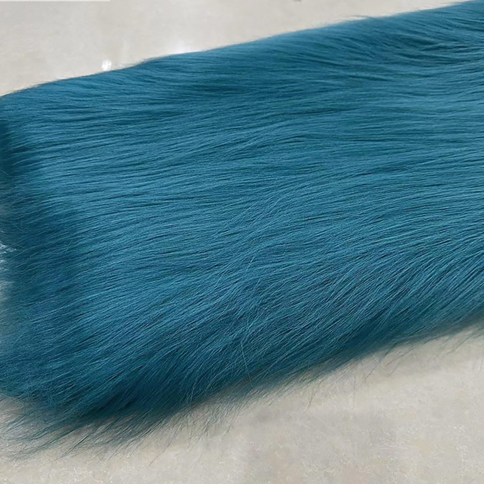 Long Pile 12cm Faux Fur Fabric Fluffy Furry Plush Material for Gnomes Beard Santa Claus Hair Christmas Decoration Dwarf Cosplay Costume DIY Craft 50 Colors(Size:50x50cm,Color:Dark Teal)