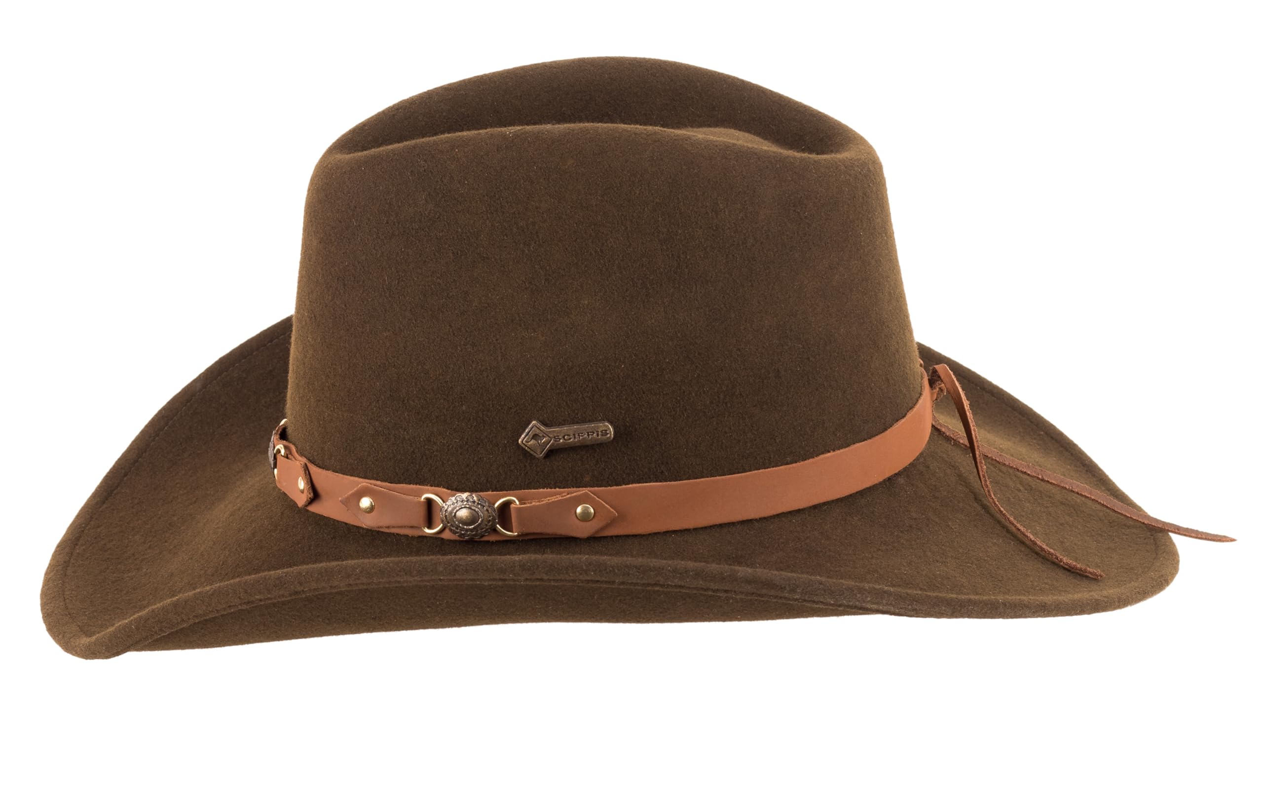SCIPPIS Bandit Westernhut aus Wolle – Wasserabweisender Cowboyhut mit formbarer Drahtkrempe & Lederband – Unisex