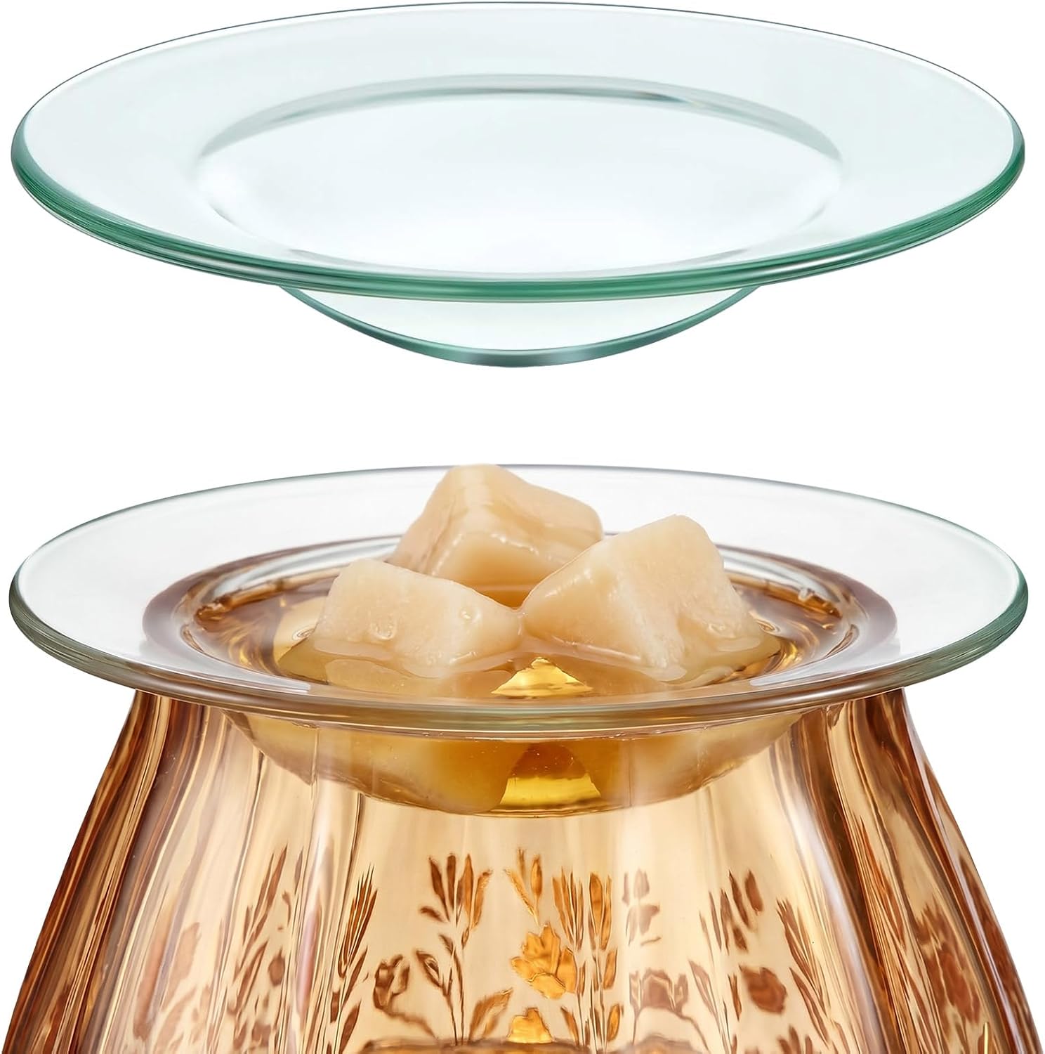 Patelai 4.5 Inches Replacement Oil Warmer Dish Round Glass Dish Wax Melt Candle Warmer Bowl Plate Lid Tray for Aroma Lamp Electric Lamps Oil and Tart(1 Piece)