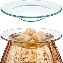 Patelai Replacement Oil Warmer Dish Round Glass Dish Wax Melt Candle Warmer Bowl Plate Lid Tray for Aroma Therapy Lamp Electric Lamps Oil and Tart(1 Piece,4.5 Inches)