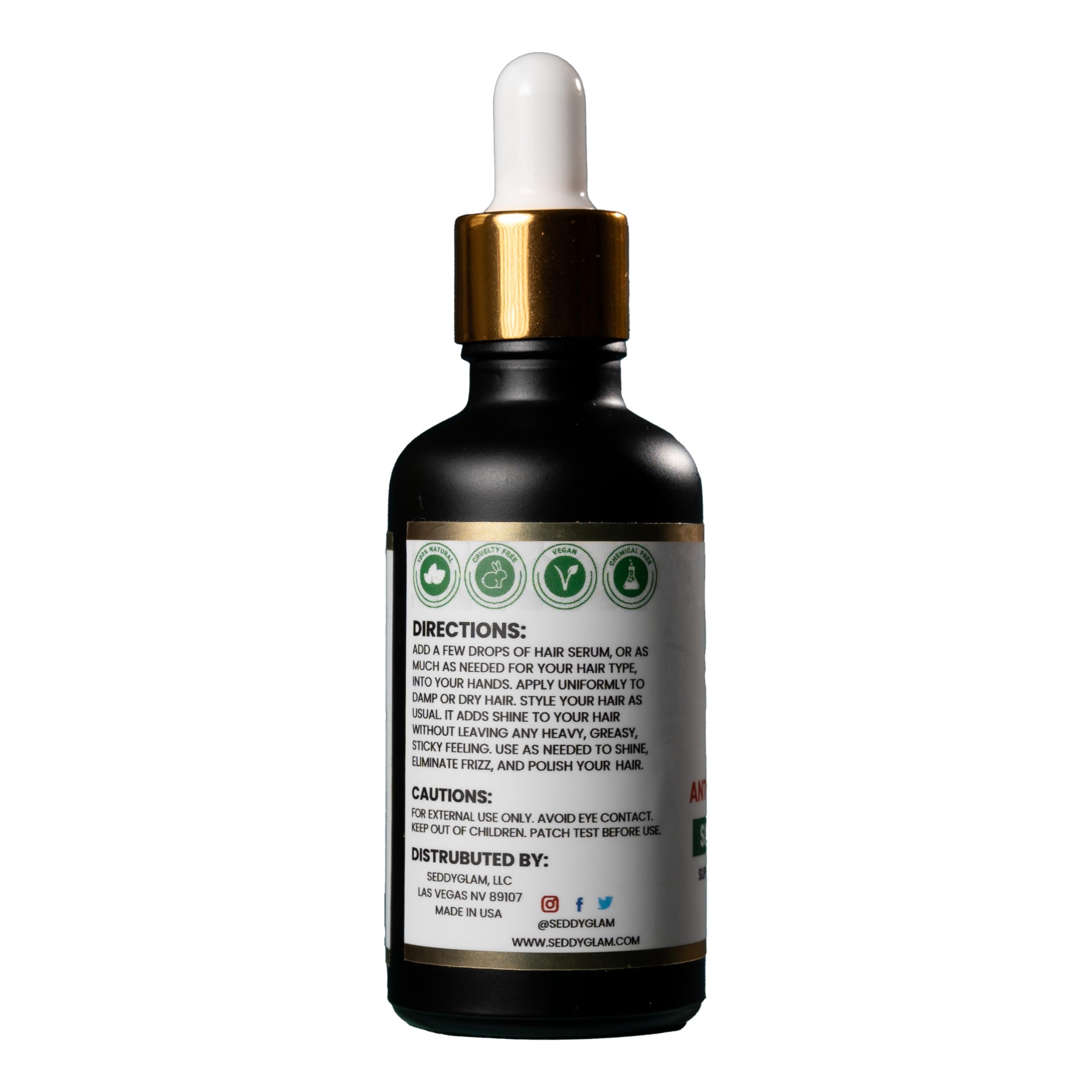 Seddy Anti-Frizz Serum: Sleek & Shine Natural Oil - Argan Oil and Jojoba Oil- 100% Natural, Vegan, Cruelty free- 1.7 Fl. Oz (Pack of 1)