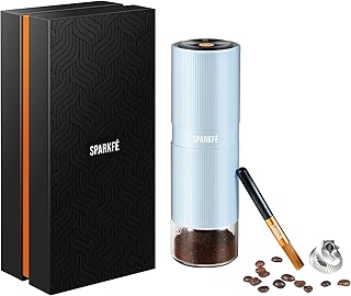 Tragbare elektrische Kaffeemühle, wiederaufladbare Handmühle mit konischem Frässtift aus Edelstahl, einstellbare Mahlgradeinstellungen, für Espresso, Moka, Pour Over, French Press, Cold Brew, Azurblau