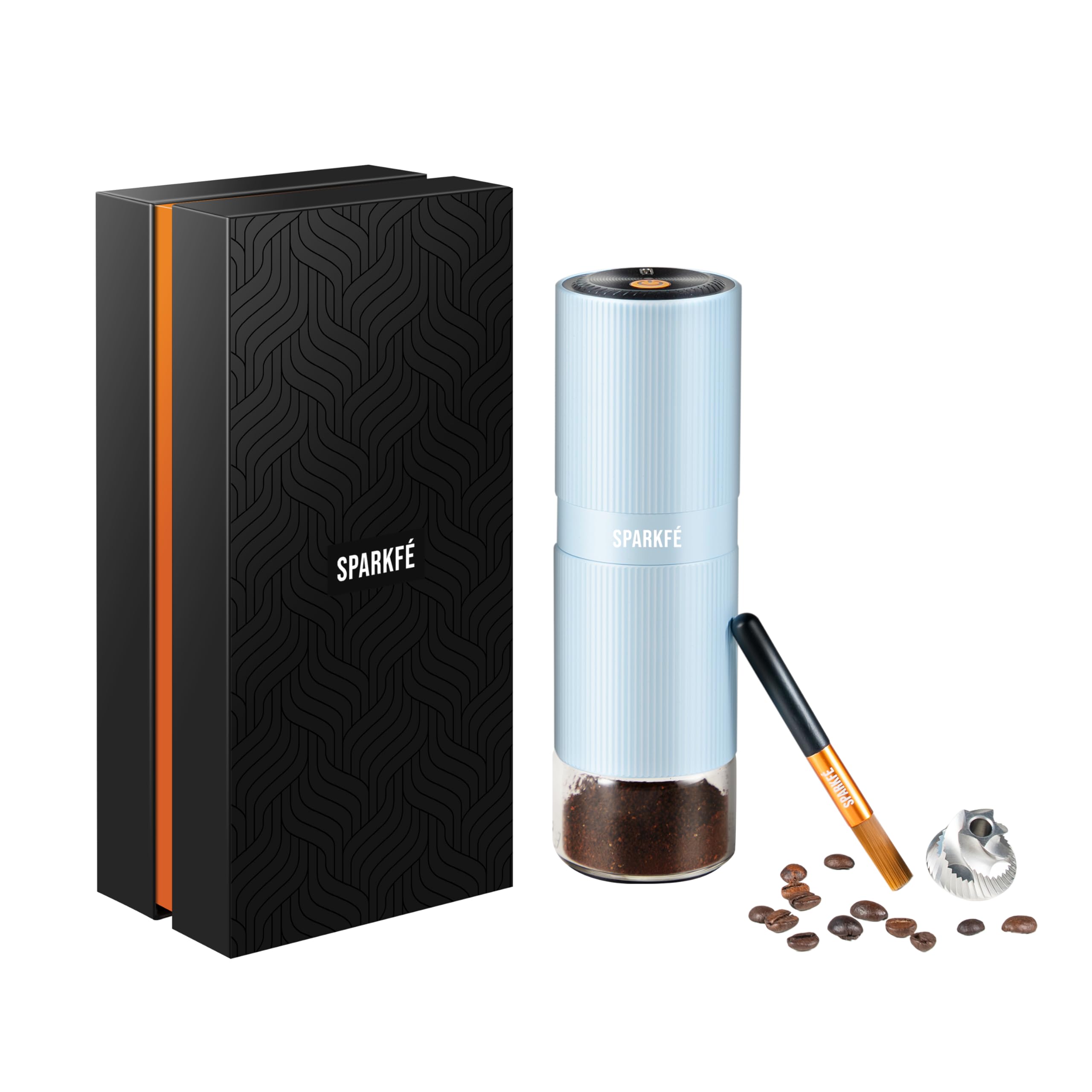 Molinillo de café eléctrico portátil, molinillo de mano recargable con rebaba cónica de acero inoxidable, ajustes de molienda ajustables, para espresso, moka, vertido, prensa francesa, infusión fría