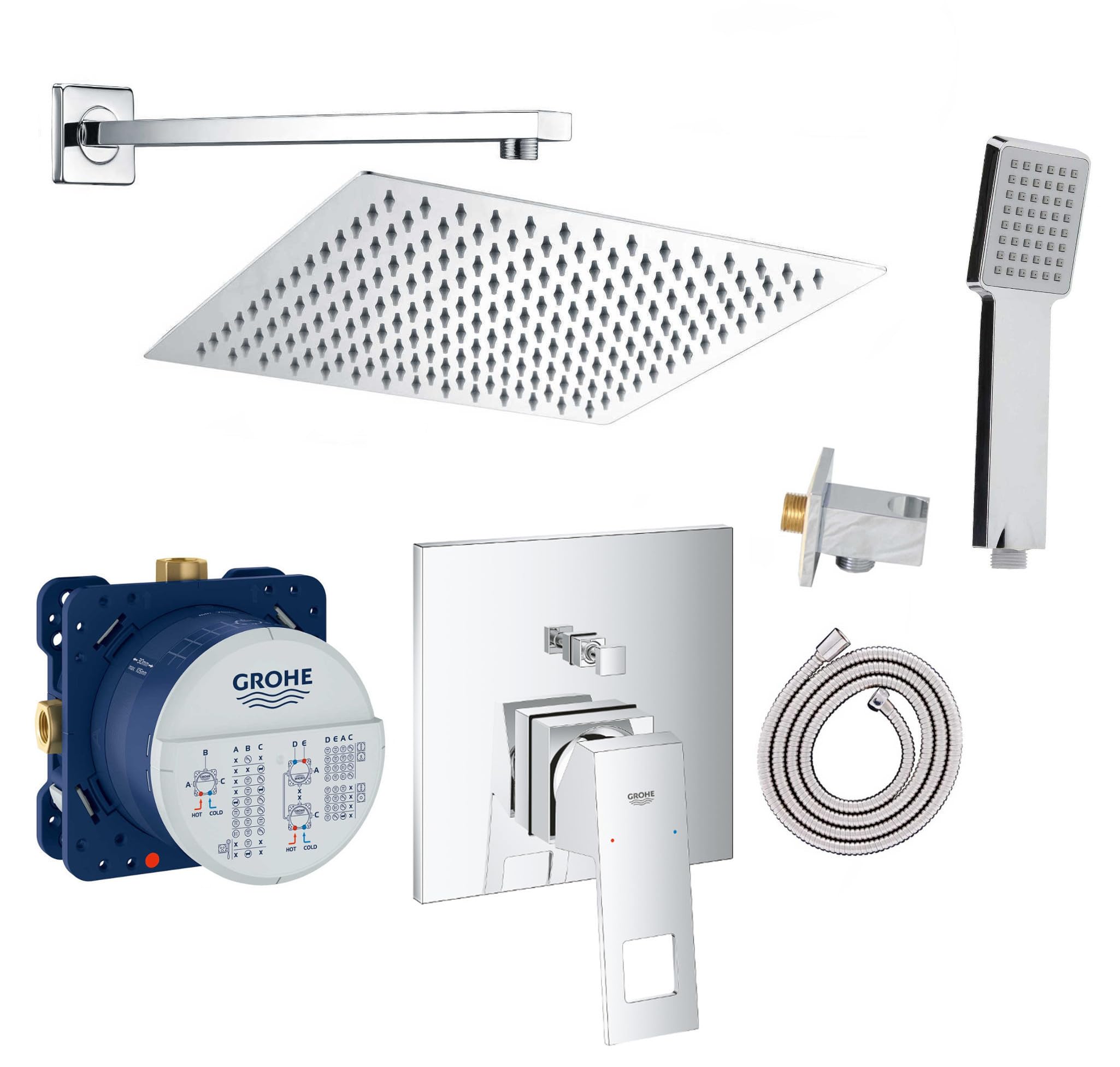 vanvilla Duschsystem Unterputz mit Duscharmatur Grohe poliert GE101