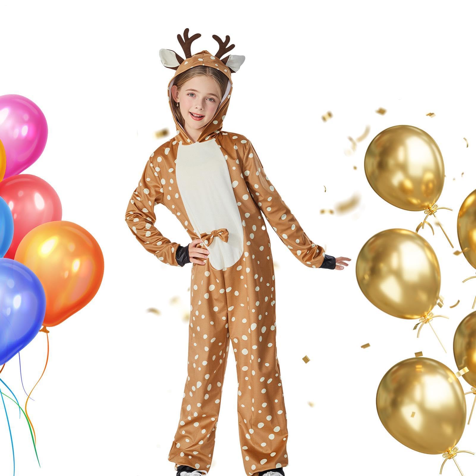 Tuta intera con cappuccio per bambini, motivo: renna
