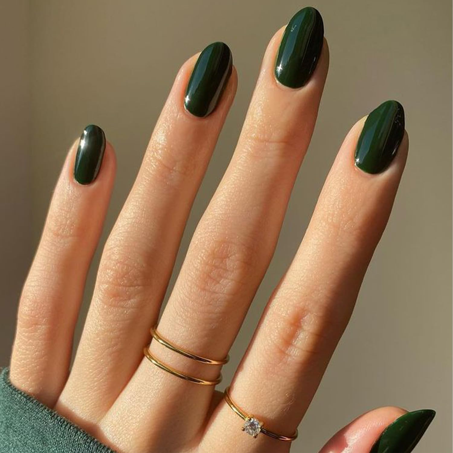 Modelones Dark Green Press on Nails - Reusable Short Fake Nails