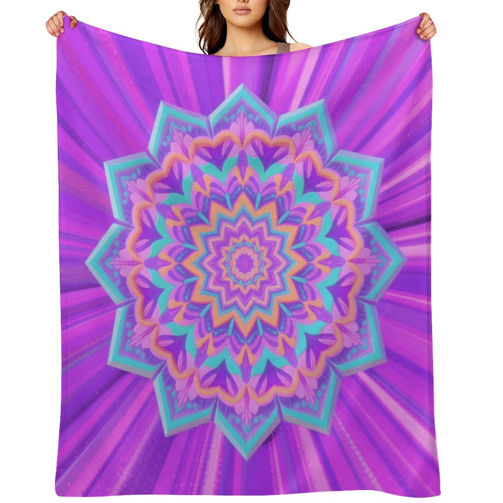 Simple Mandala Throw Blanket for Couch and Bed Super Soft Warm Lightweight Throw Blankets Cozy Fuzzy Flannel Blanket Personalized Decorative Blankets for Sofa Decor 50"x60"