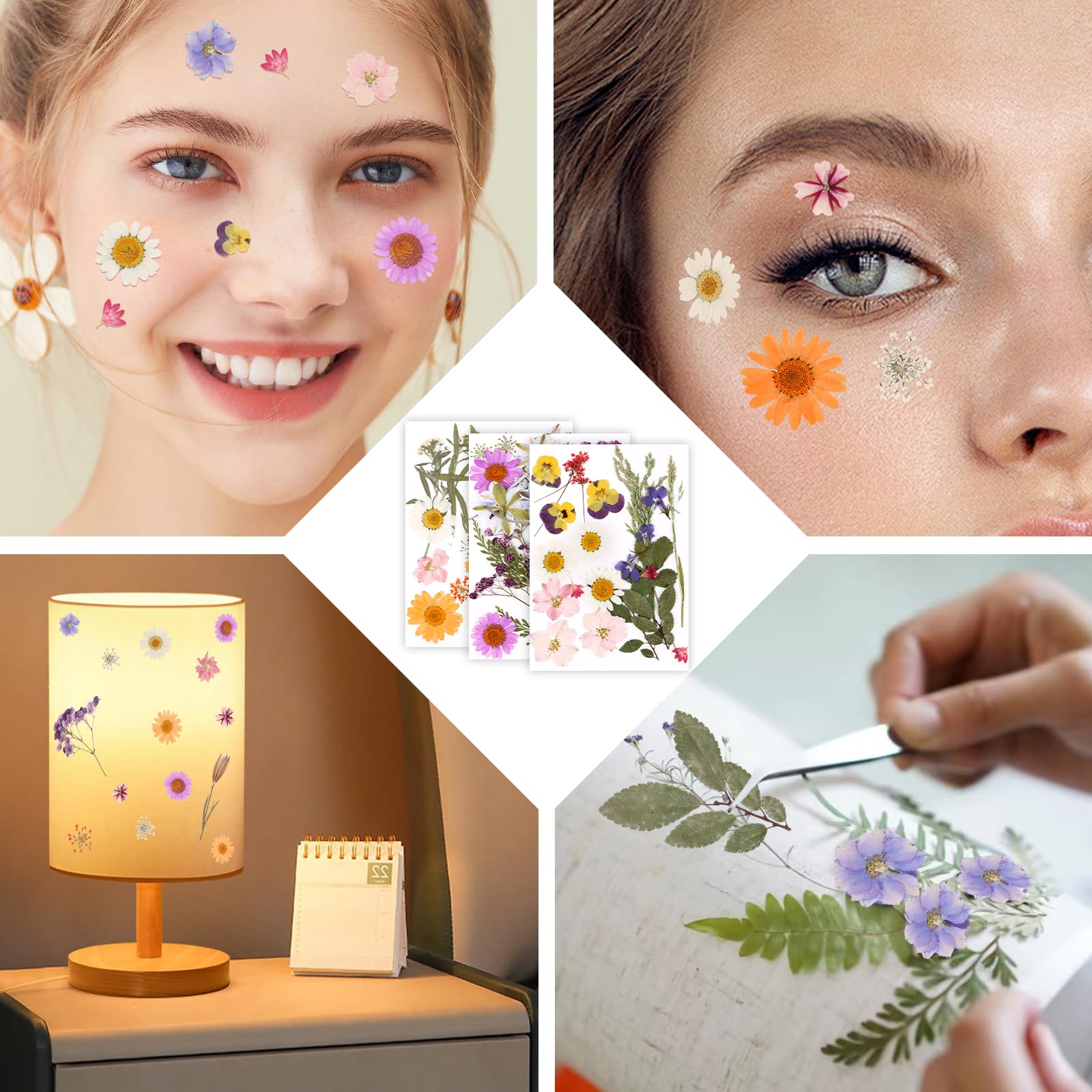 MXTIMWAN Fiori Secchi Decorativi 66 Pz, Fiori Pressati Naturali per Candele, Resina, Scrapbooking