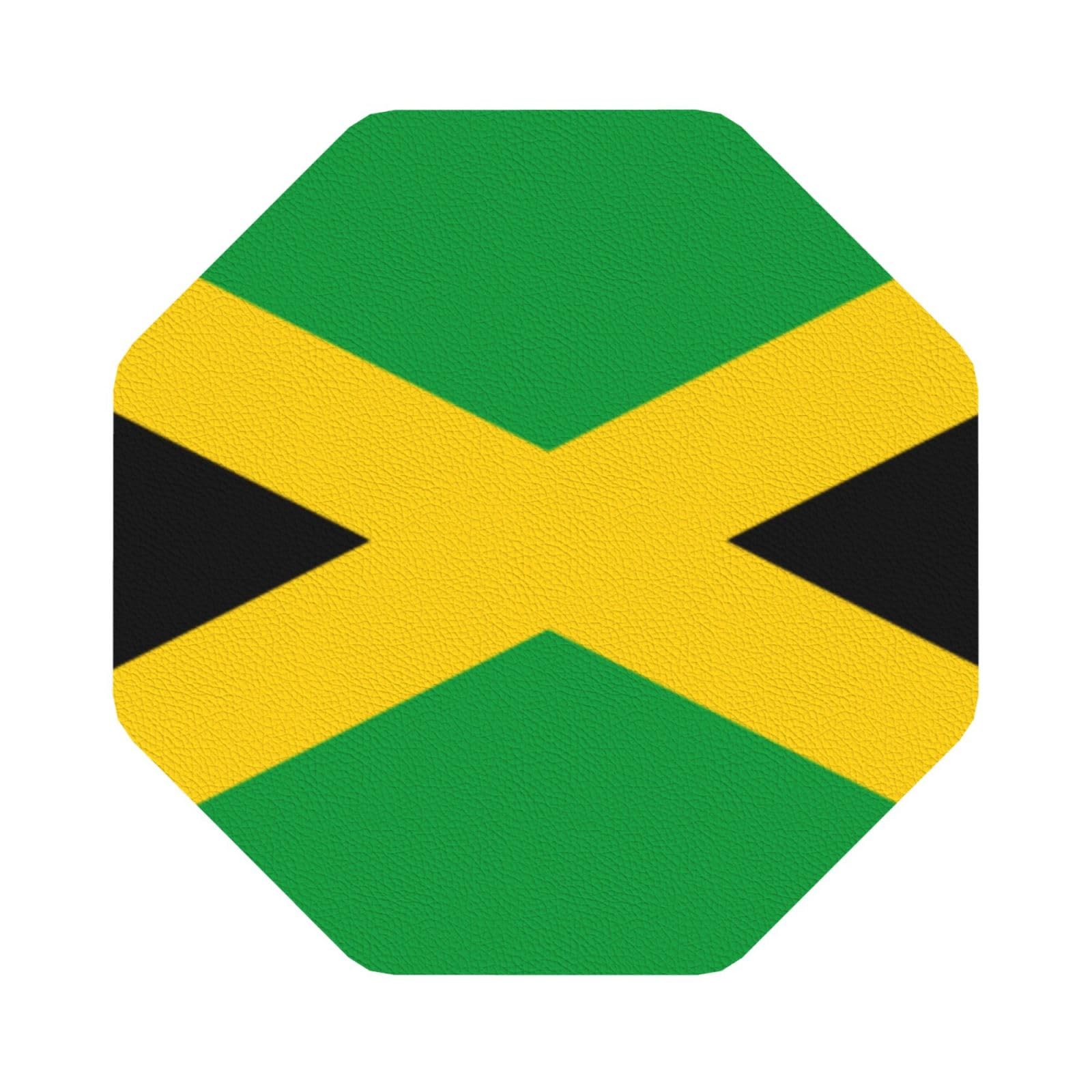 jamaica flag PU Leather Coasters Set of 6 Octagon Drink Coasters