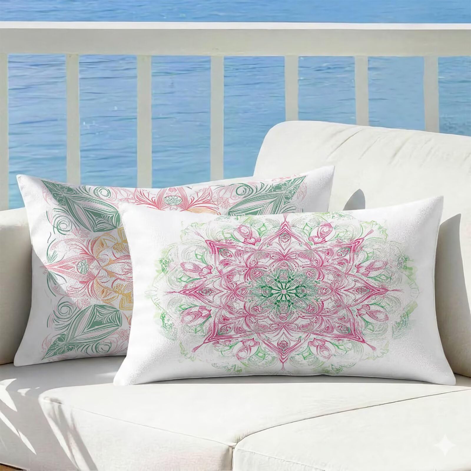 Housse coussin exterieur impermeable canape salon de jardin lot de 2 taies 50x80