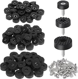 Swpeet 32 Set 18mm Round Black Furniture Pads with Screws, Durable Round Rubber Non-Slip Furniture Feet Rubber Bumper Pads for Table Desk Chair to Protect Hardwood