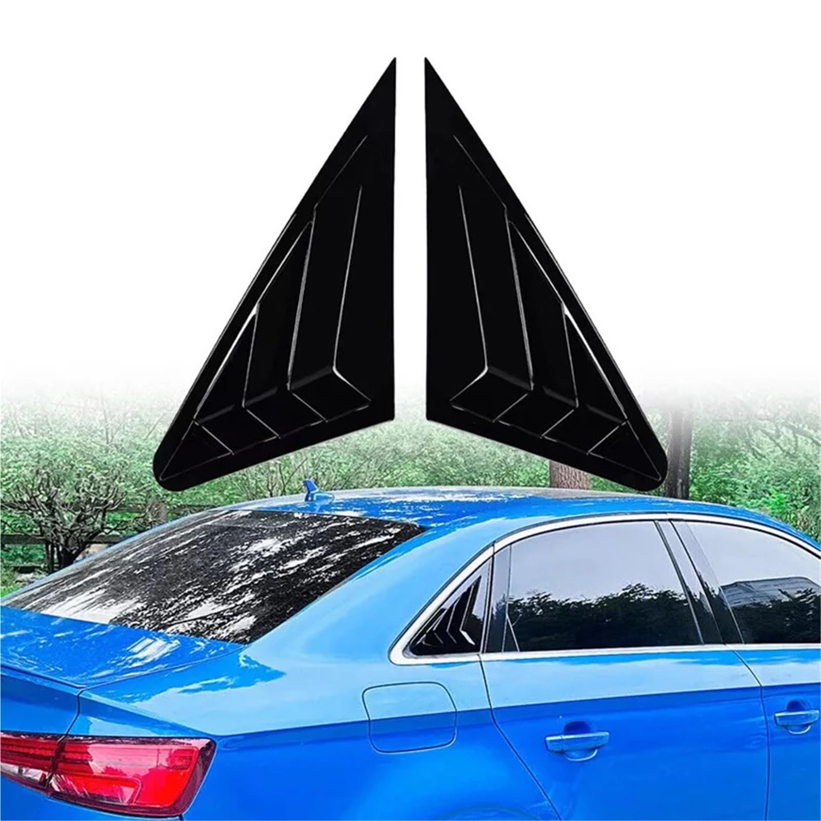 Żaluzja Tylnej Szyby Bocznej Jasnoczarne żaluzje tylnej szyby samochodu niekompatybilne z wykończeniem Sportback Tylne okno trójkątne okno(Bright black)