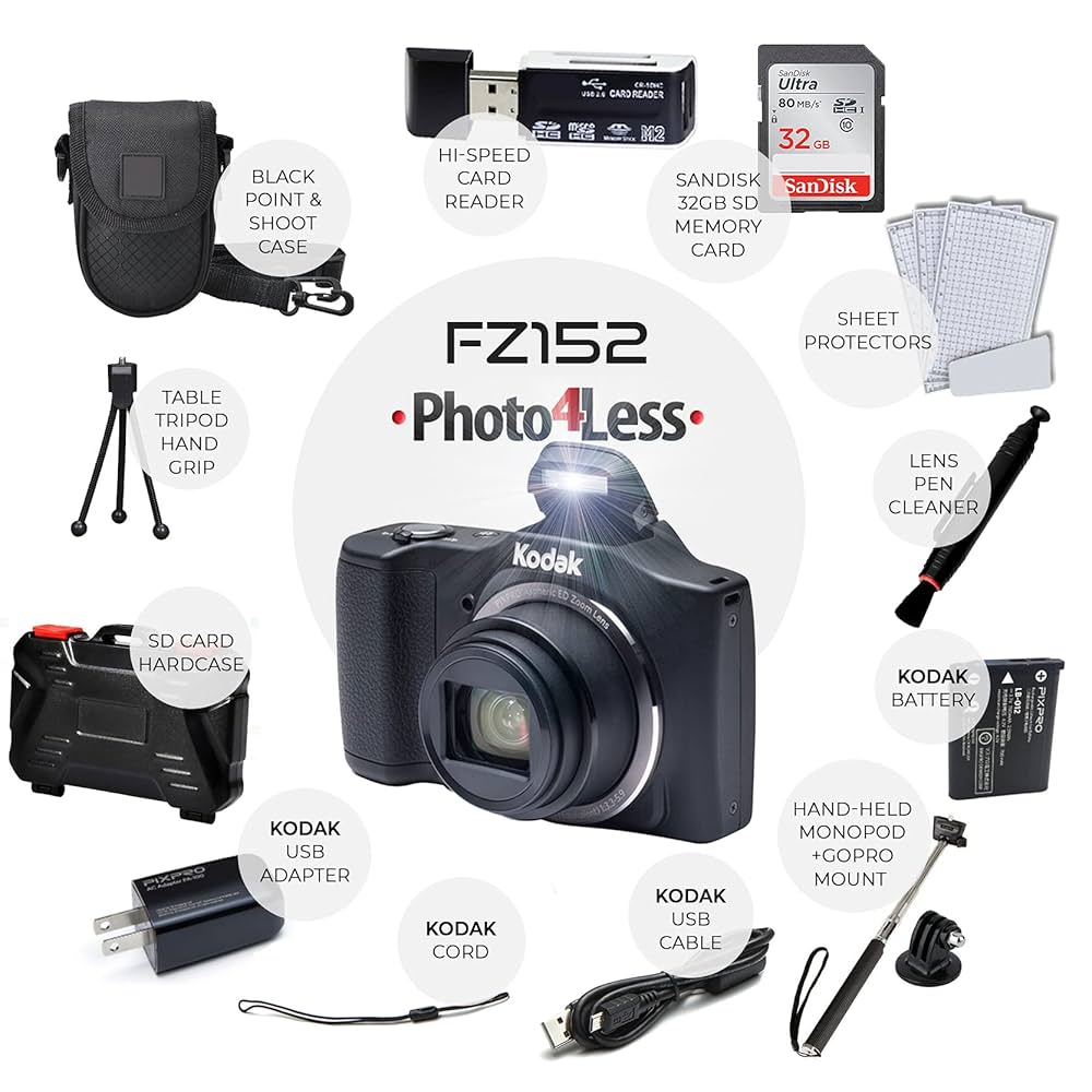 Kodak PIXPRO FZ152 デジタルカメラ 16MP 動作品 Amazon | Kodak 16 Friendly Zoom FZ152 with 3 LCD, Black