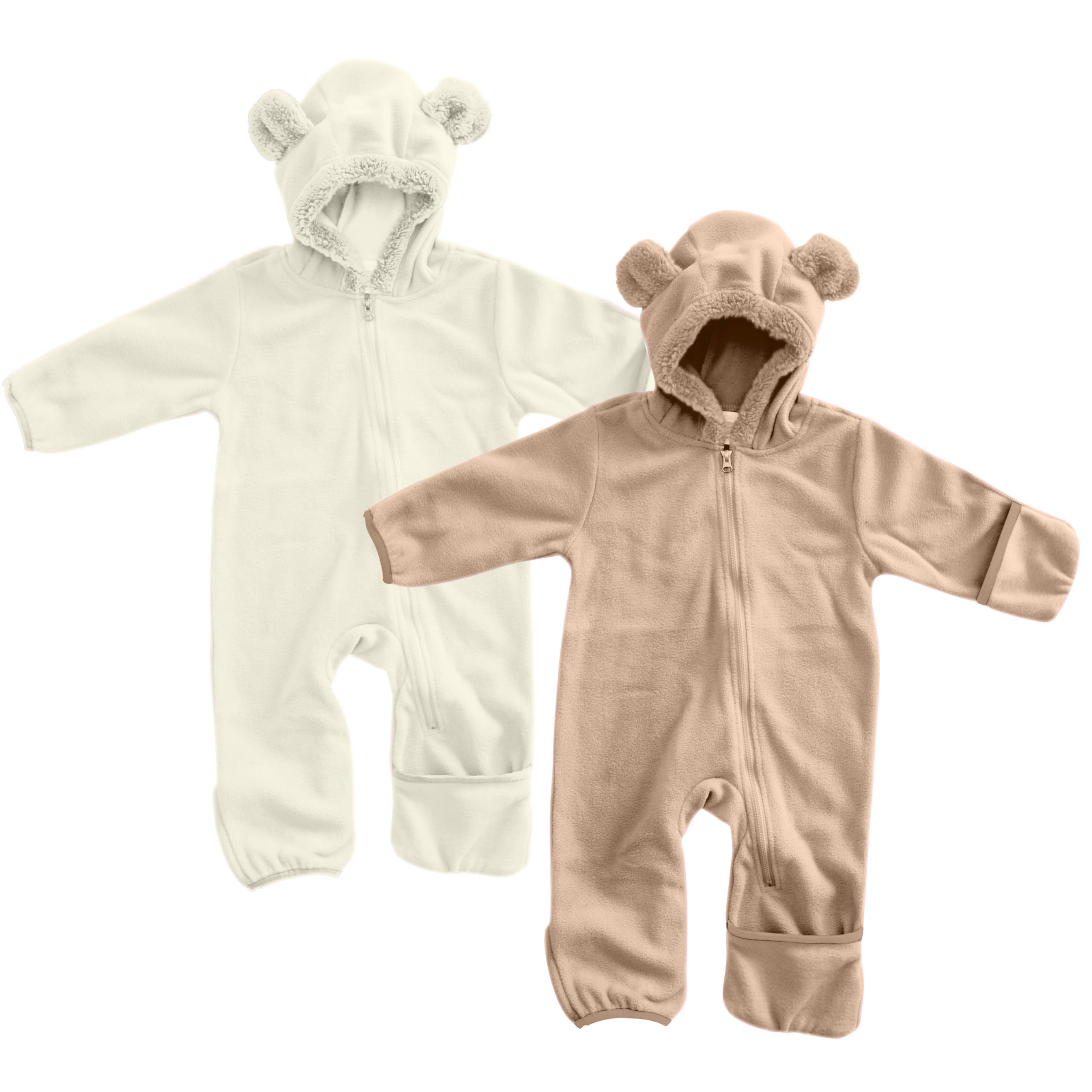 Cuddle Club Fleece Baby Bunting Bodysuit with Hood, Convertible Mittens & Booties, Car Seat Friendly, Soft & Warm, Easy Zip