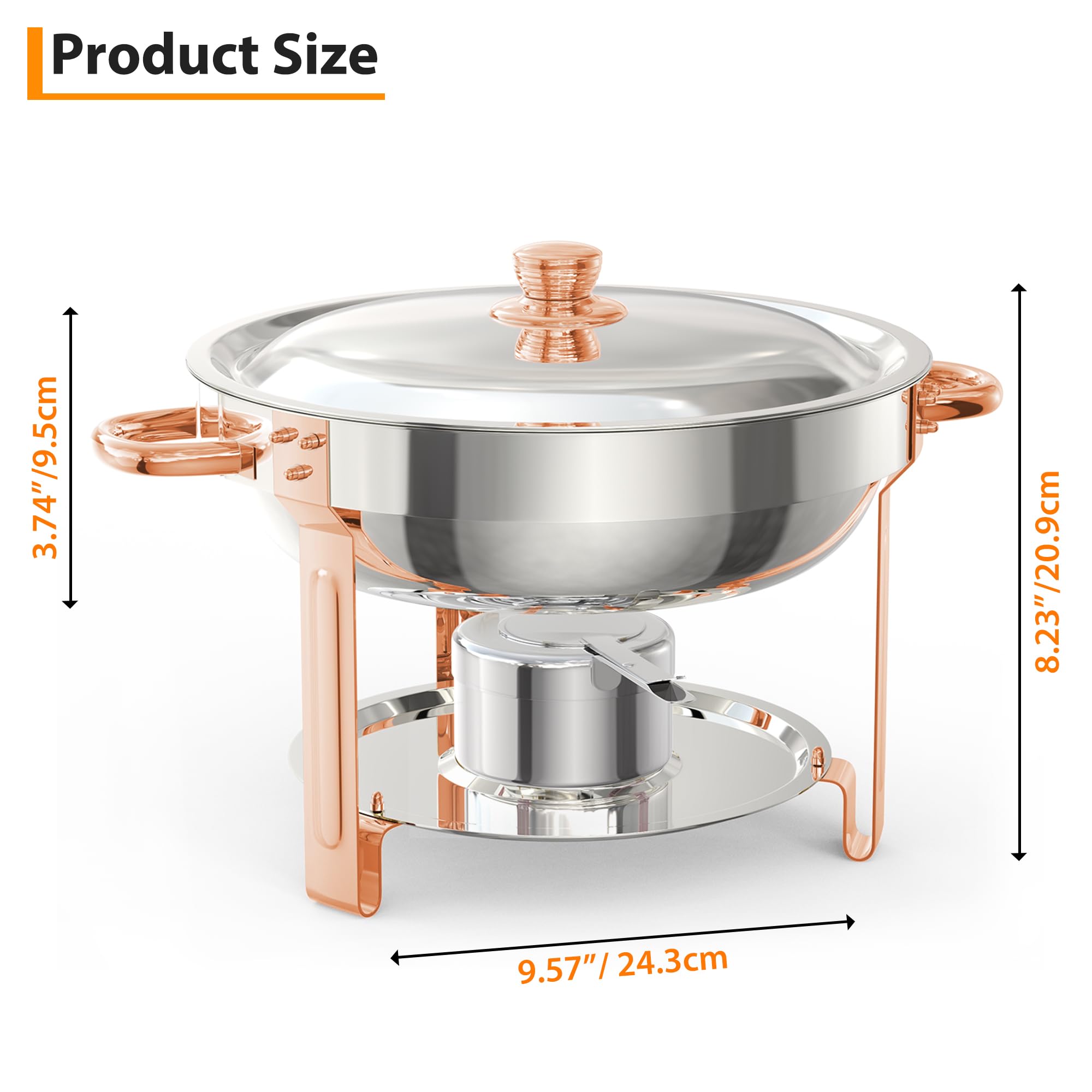 Chafing Dish Buffet Set, 5L Warmhaltebehälter Essen 6er Pack, Edelstahl Speisewärmer mit Deckel, Löffel & Pinzette, Rund Catering-Wärmespender für Hochzeiten Buffet Jede Party Veranstaltung Catering