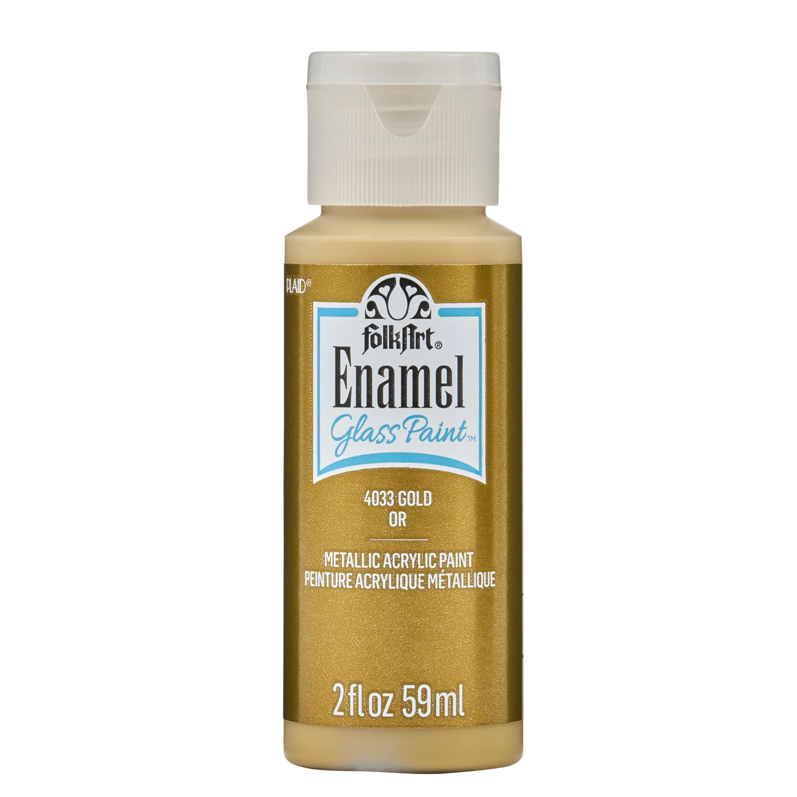 FolkArt Enamel Glitter and Metallic Paint in Assorted Colors (2 oz), 4033, Metallic Gold