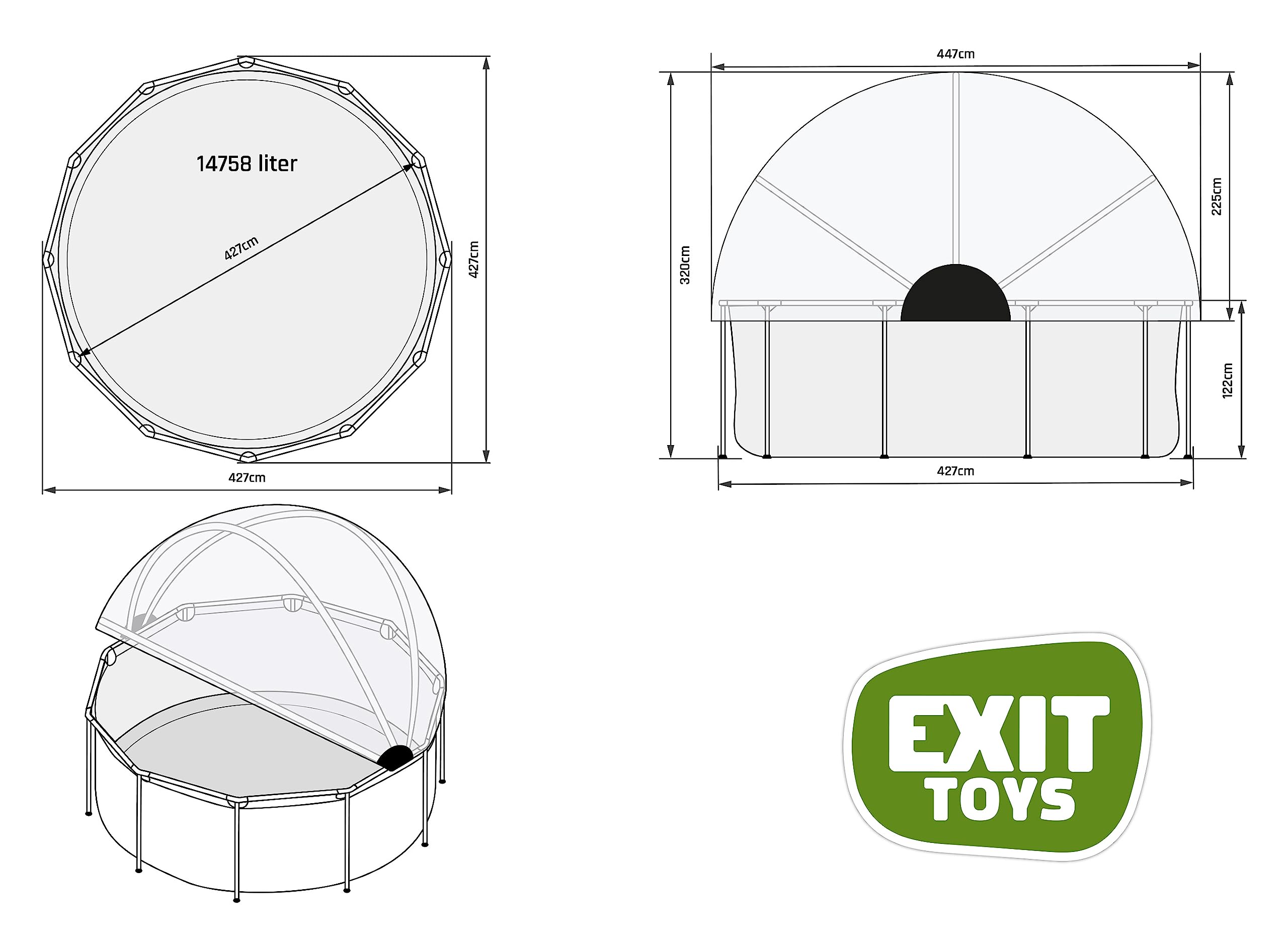 Piscina con Bomba de Filtro de Arena y cúpula y Bomba de Calor Infantil Exit Toys Stone 427 x 122 cm