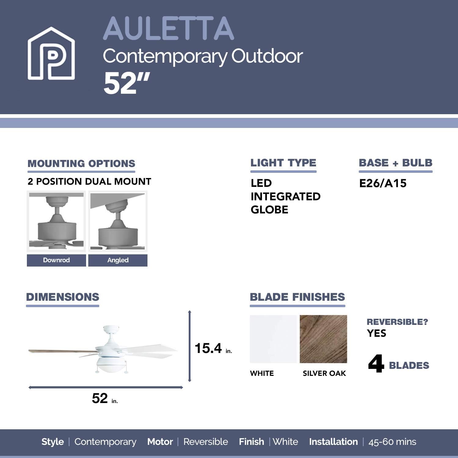 Bеѕt Sеllеr Prominence Home 50344-01 Auletta, 52 inches, White