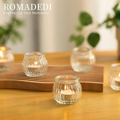 Miniatura 2 de Romadedi Portavelas votivas, 24 piezas de cristal ámbar, centro de mesa a granel, decoración bohemia de boda, fiesta, cena, hogar, otoño,