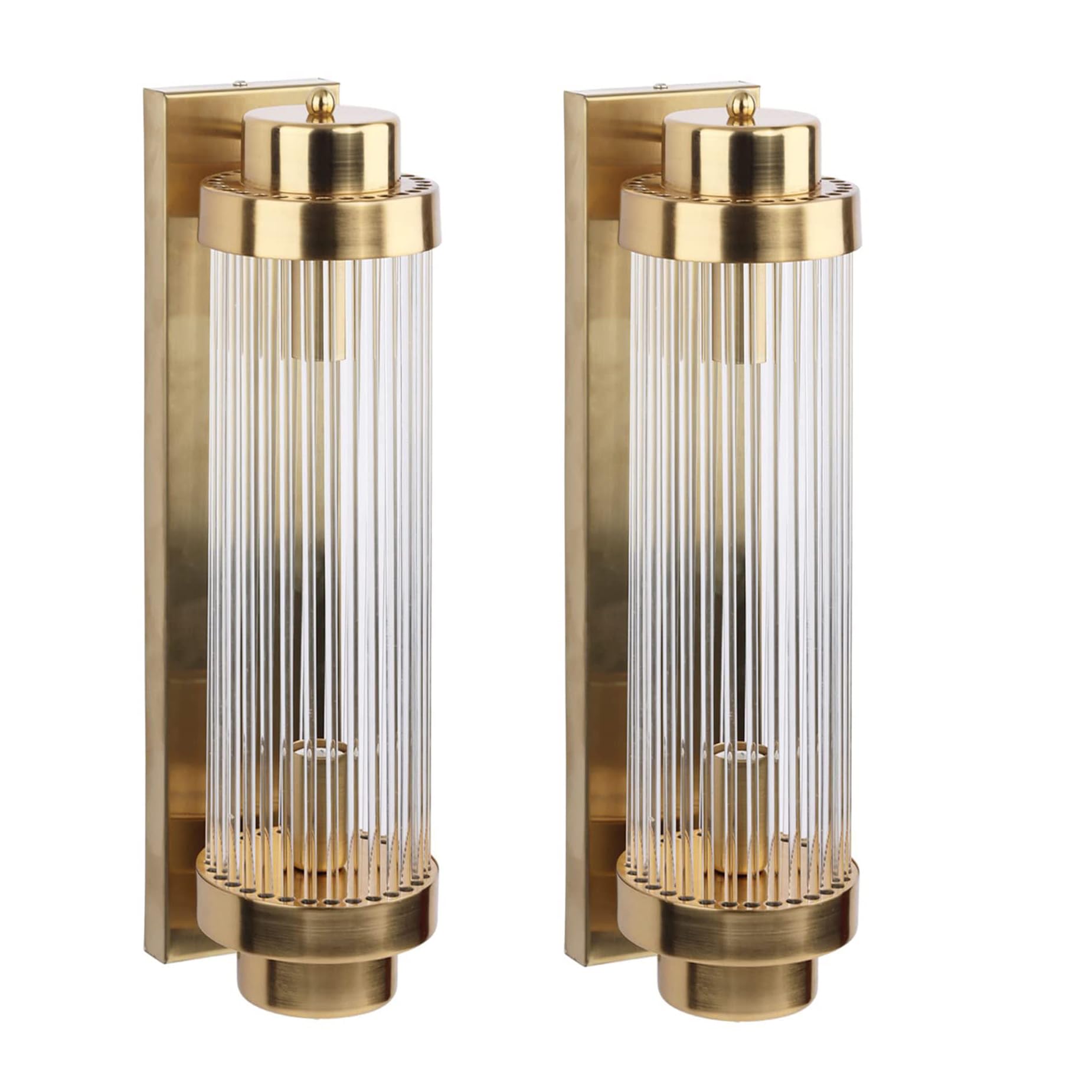 Pevfeciy Gold Crystal Wall Lights for Living Room, Large LED Wall Sconce Light Height 24" Modern Wall Lamps for Bedroom Farmhouse Hallway Garden, Dimmable 3 Color Temperature/LED-E14 / Max-40w