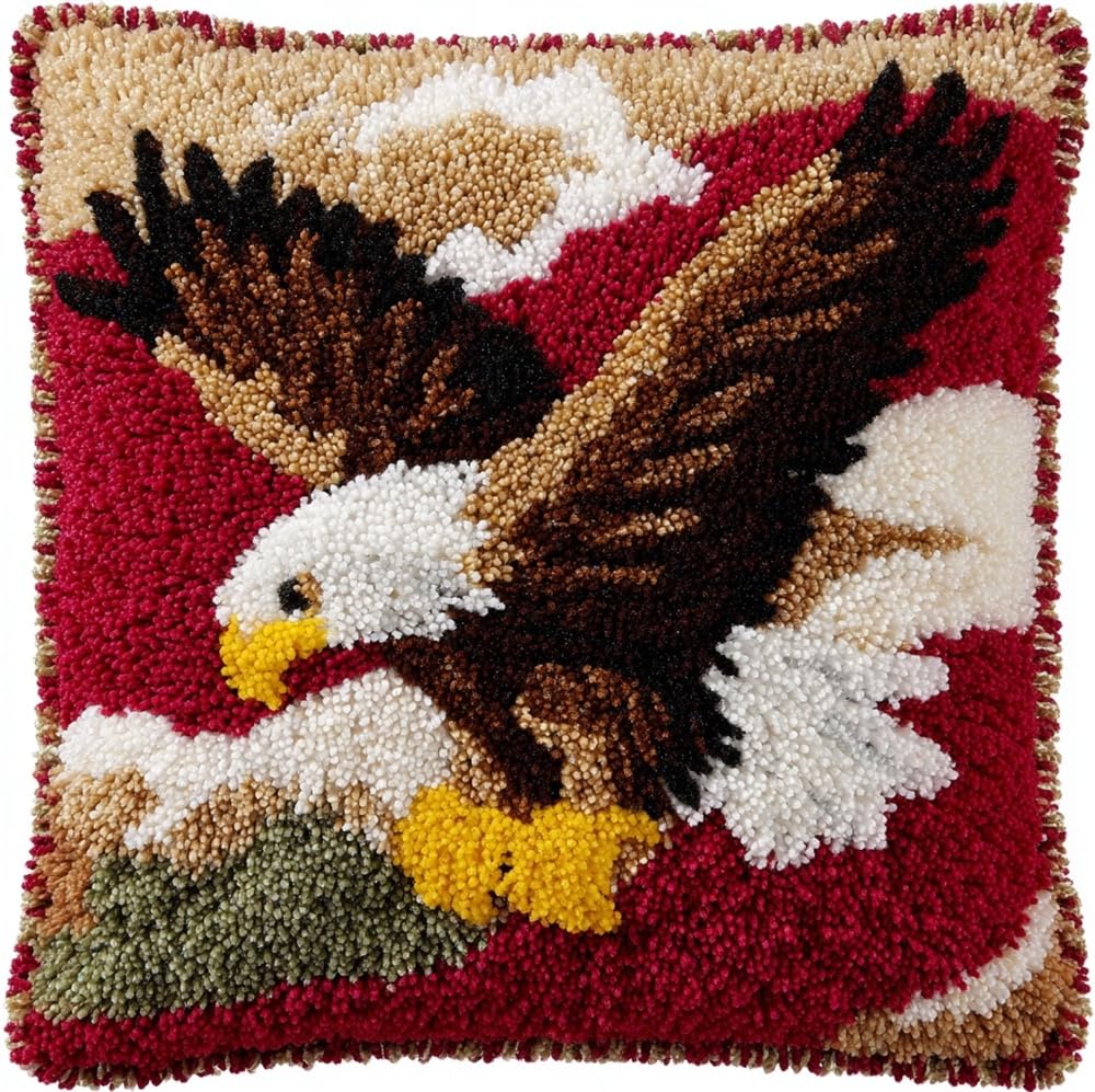 Taxpy Latch Hook Kits Pillow Eagle 17X17In