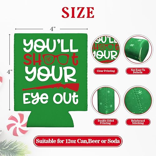 Miniatura 2 de Divertidas fundas navideñas para latas de cerveza, decoraciones de mercancía de historia de Navidad, 8 fundas enfriadoras de latas, enfriadores de