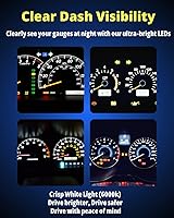 Vista 4 de WLJH - Paquete de 20 bombillas LED 74 para salpicadero, superbrillantes, T5, 2721, 37, 70, 286, cuña, enchufe de giro para panel de instrumentos