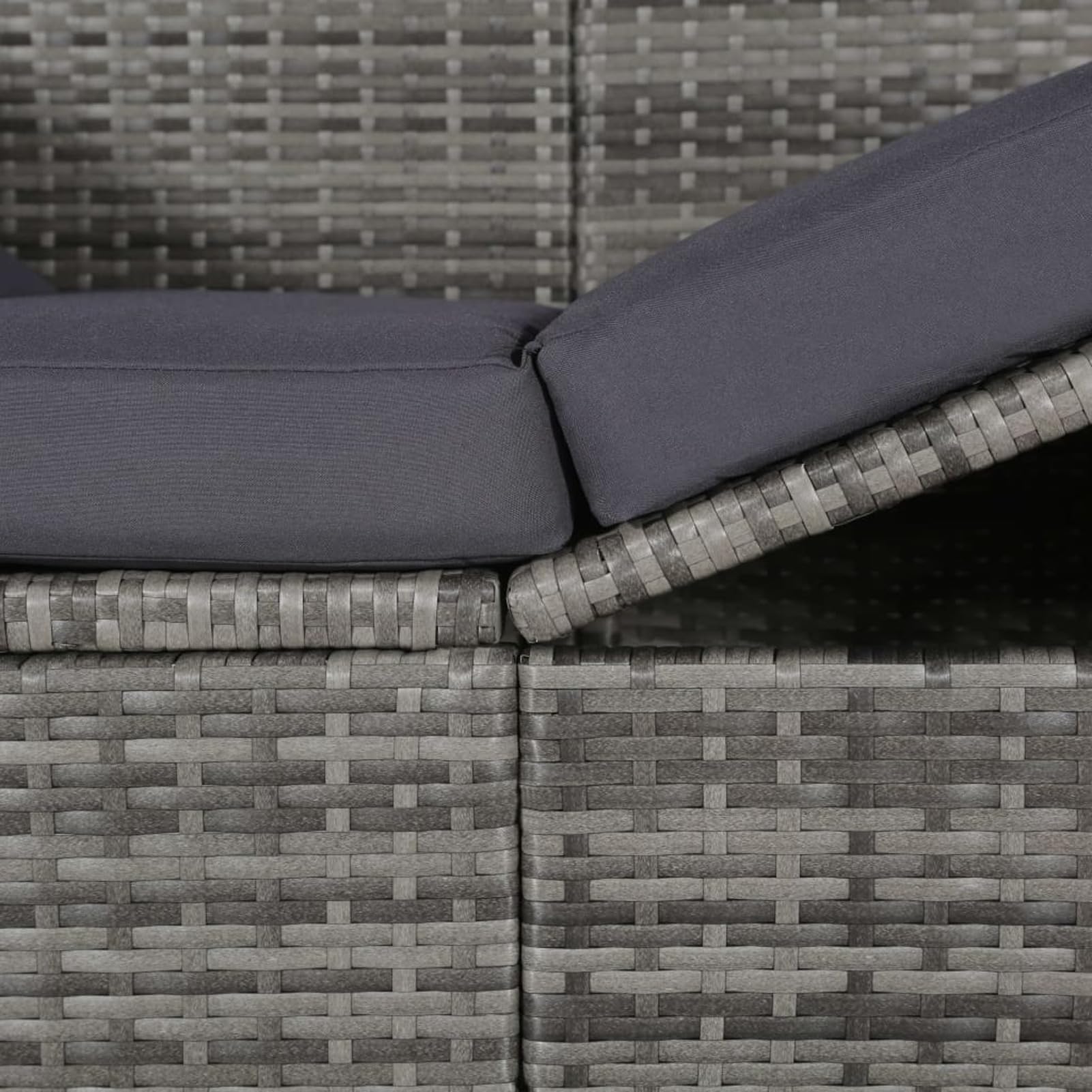 Homgoday Letto da giardino con baldacchino grigio 205 x 62 cm in resina intrecciata, lettino da giardino con schienale regolabile, letto da campeggio per spiaggia, esterno, balcone, terrazza