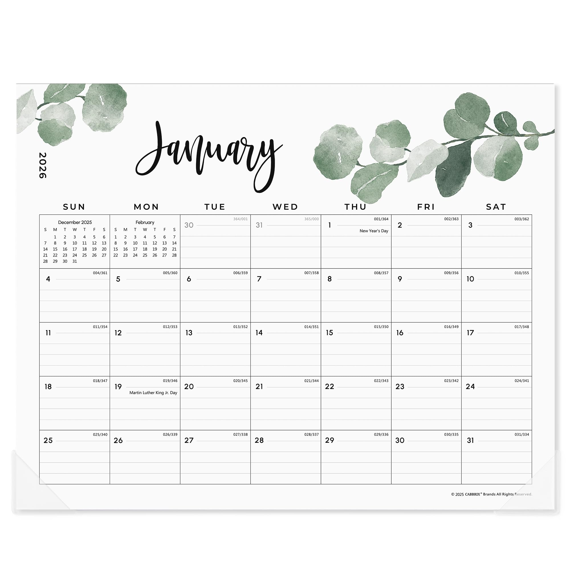 Cabbrix Magnetic Calendar for Refrigerator 2026, Monthly Fridge Calendar Magnet Covering January 2026 to June 2027, 15 x 12 inch, Aesthetic Greenery Design, Easy Organizing