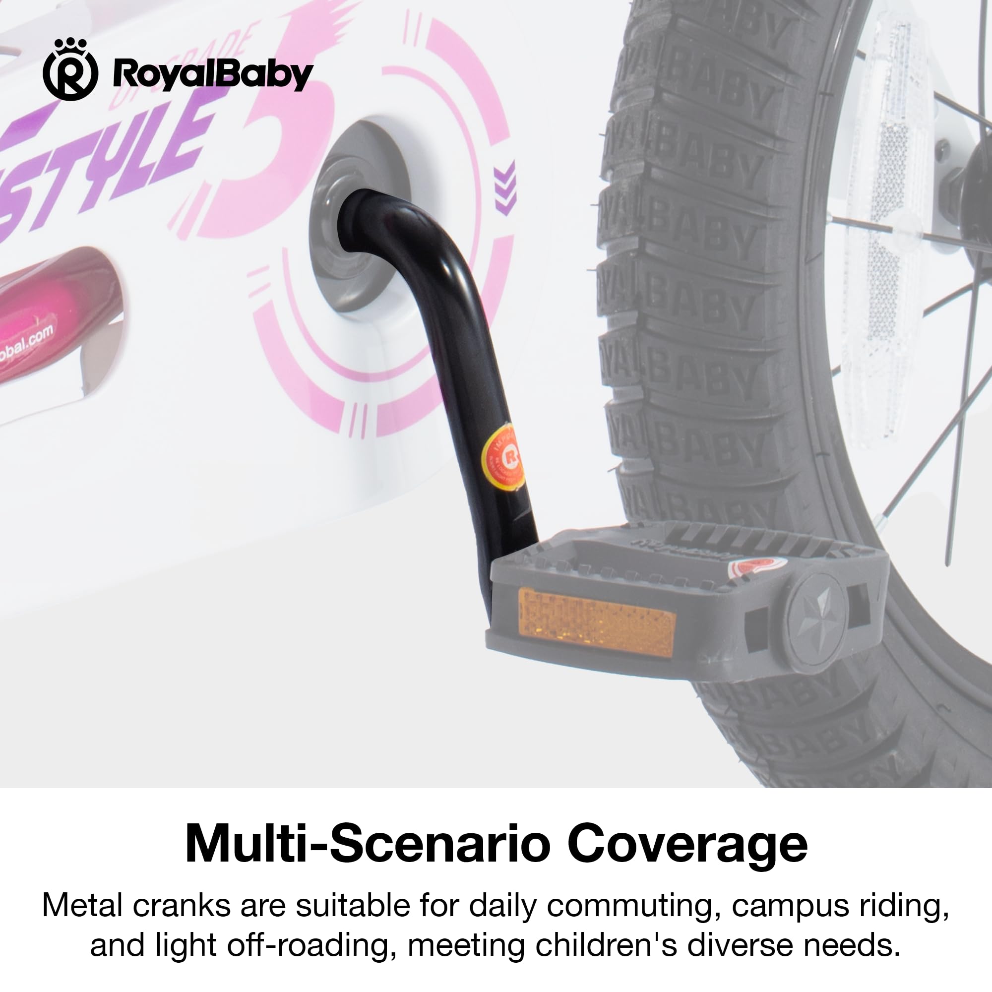 RoyalBaby One Piece Crankarm Set, Universal Crank Kit for 20 Inch Bike Types, Including Freestyle and Stargirl Bicycles, Black