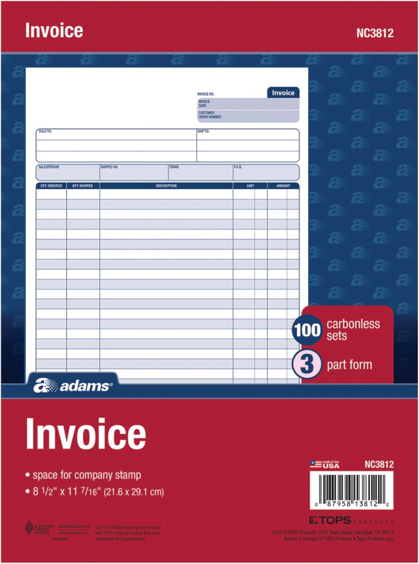 Amazon.com : Adams Invoice Unit Set, 8.5 x 11.44 Inch, 3-Part ...