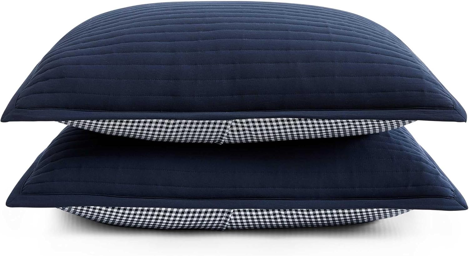 Tommy Hilfiger - Twin Quilt Set, Reversible Bedding with a Soft & Smooth Feel, 2 Piece Bed Set with Matching Pillowcase (Solid Gardena/Check Blue)