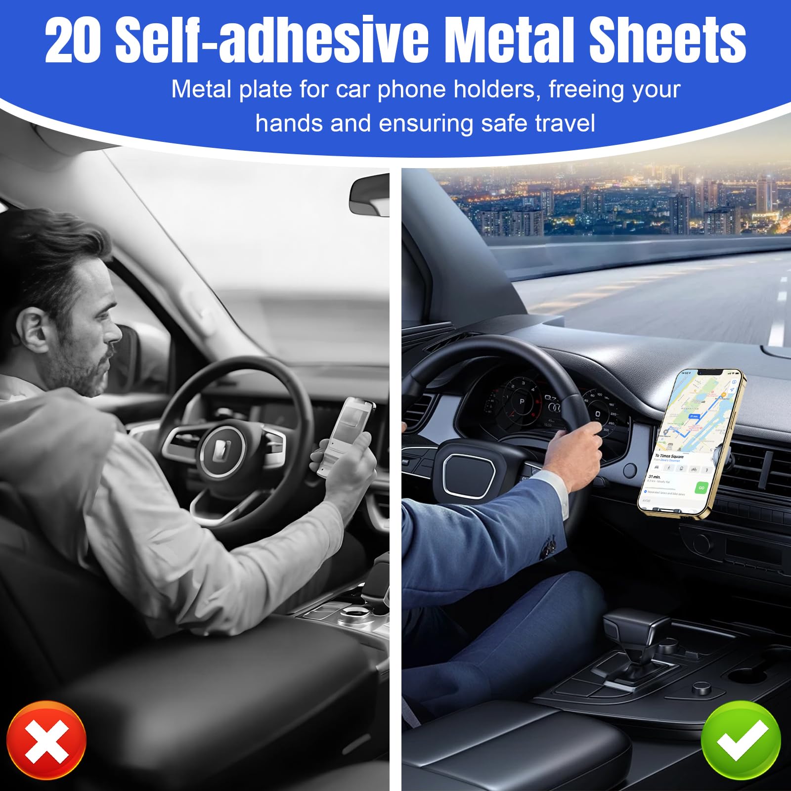 20 sztuk metalowych płytek na magnesy, metalowe płytki, samoprzylepne, metalowe płytki na telefon komórkowy, kwadratowe metalowe płytki, metalowe płytki samoprzylepne, do uchwytów na telefon