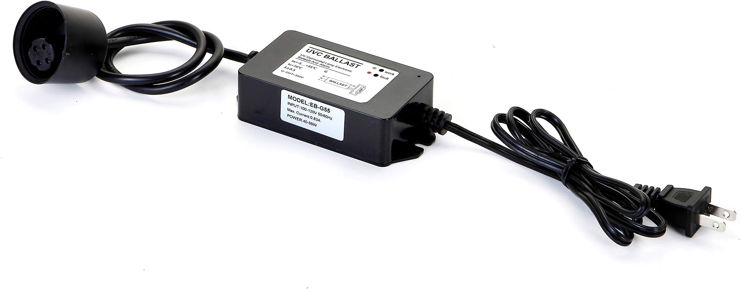 Bluonics 100-120V UV Ballast for 55W 12 GPM Ultraviolet UV Light Water with Green & Red Indicator- 4 Prong