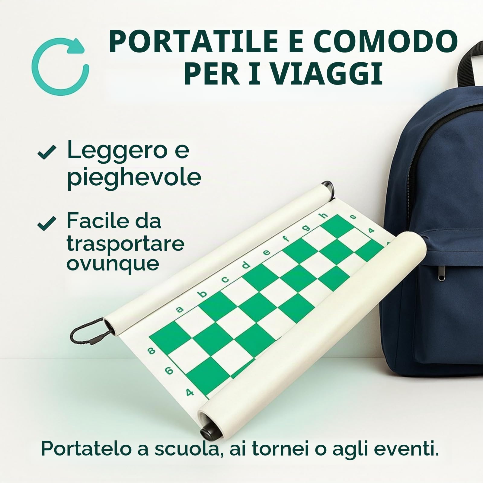 KD Willmax Scacchiera da appendere alla parete con pezzi magnetici | Espositore arrotolabile da 68,6 cm