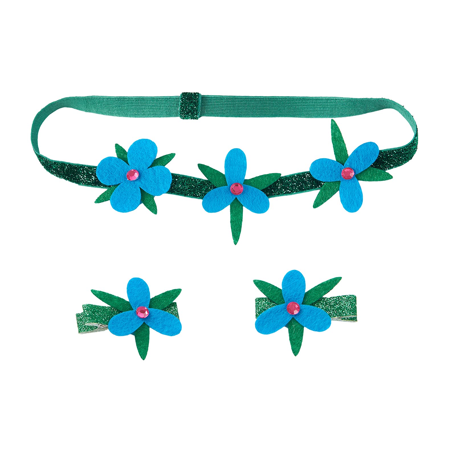 Glitter Flower Headband and Hair Clips Costume Accessories for Women