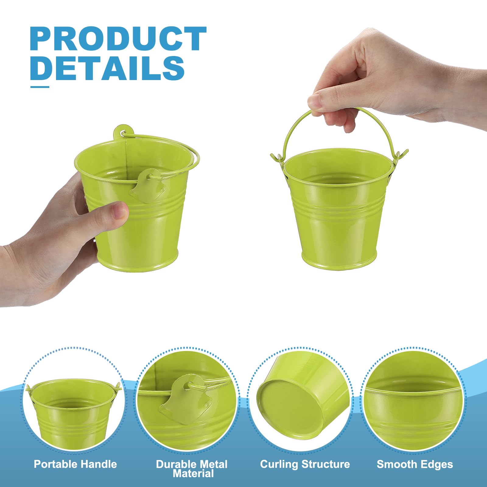 PATIKIL 2.7"x2.4" Small Metal Buckets with Handle, 12 Pcs Mini Bucket Easter Buckets, Green - Image 3