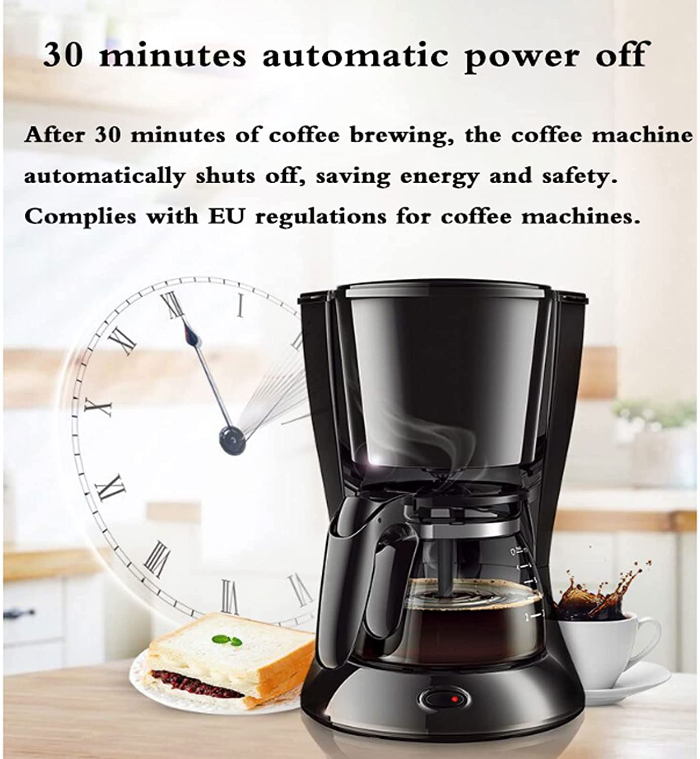 Macchina da caffè Macchina da caffè Completamente Automatica, Macchina da caffè Americano per Uso Domestico, capacità 600 ML, spegnimento Automatico in 30 Minuti, 210x172X270MM
