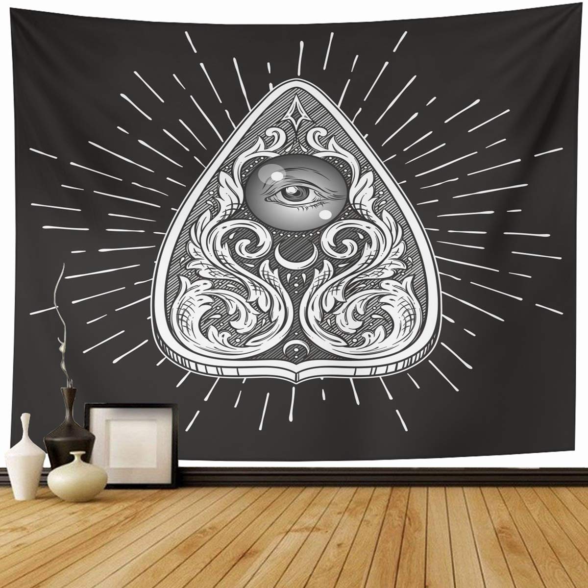 NA Tapestry Wall Hanging Face Antique Divination Board Planchette Aged Vintage Gypsy Boho Drawing Eclectic Engraved Engraving Home Decor Tapestries Decorative Bedroom Living Room Dorm