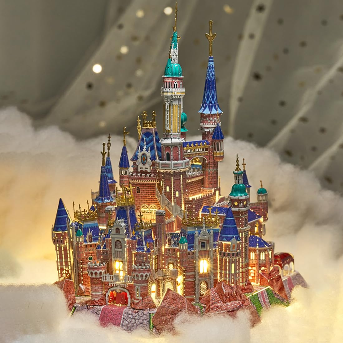 JEBU Metalowy model 3D dla dorosłych, metalowe puzzle 3D, DIY, zamek modelowy, 298 elementów, puzzle 3D, steampunk, DIY, łamigłówki, dekoracja domu