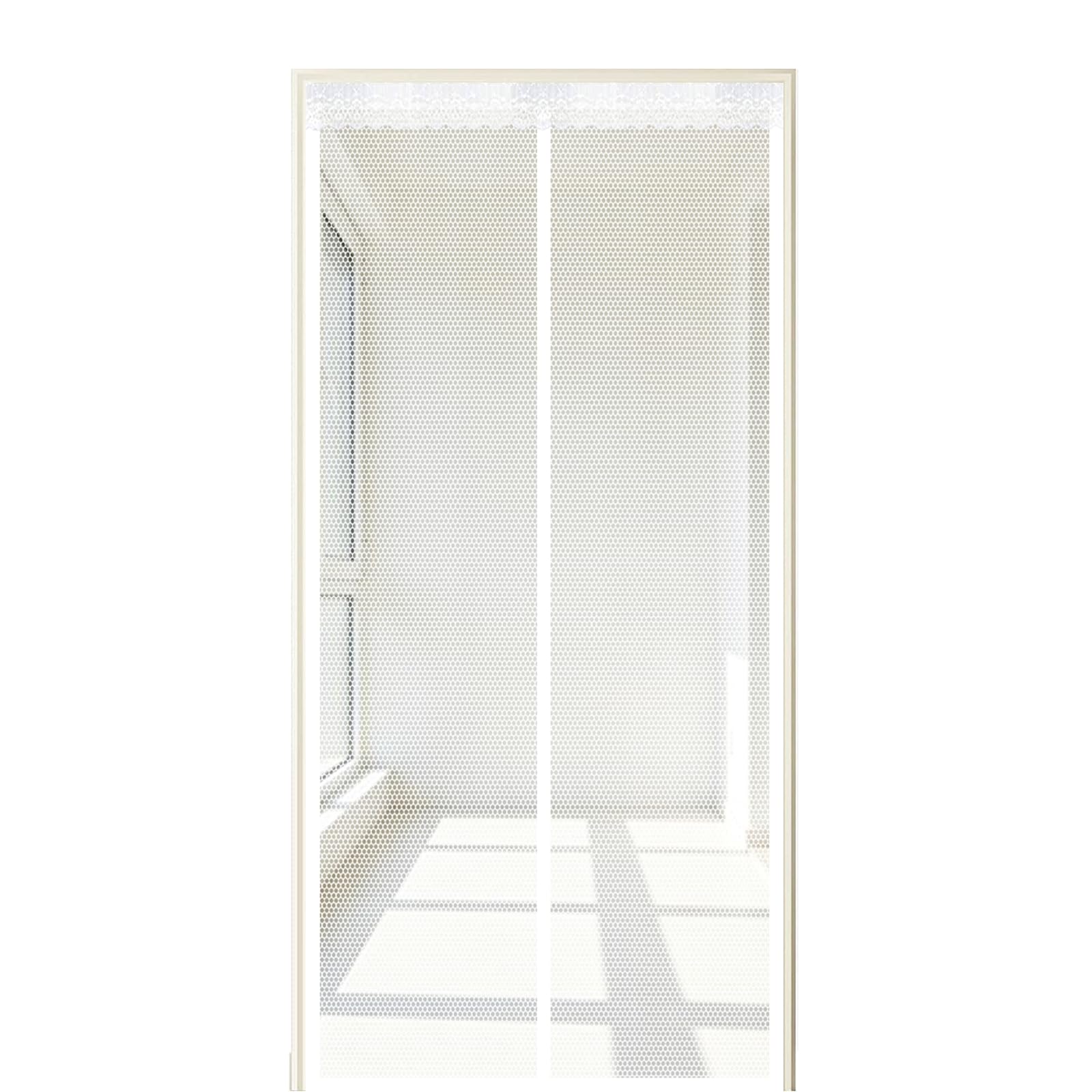 Screen Door 230 x 235 cm Self Sealing Powerful Magnets Magnetic Screenfly Doors with Powerful Magnets & Full Frame Magic Tape Suitable for Patio Doors Balcony Bedroom, White