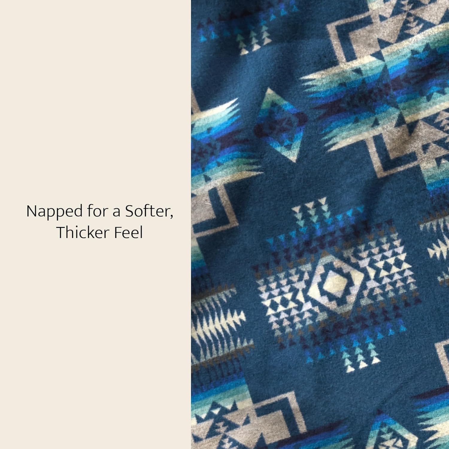Pendleton Chief Joseph Jacquard Wool Blanket 64" x 80", Reversible Throw Blanket, Wool Felt Binding, Breathable, Napped for Softness, Great for Home and Travel