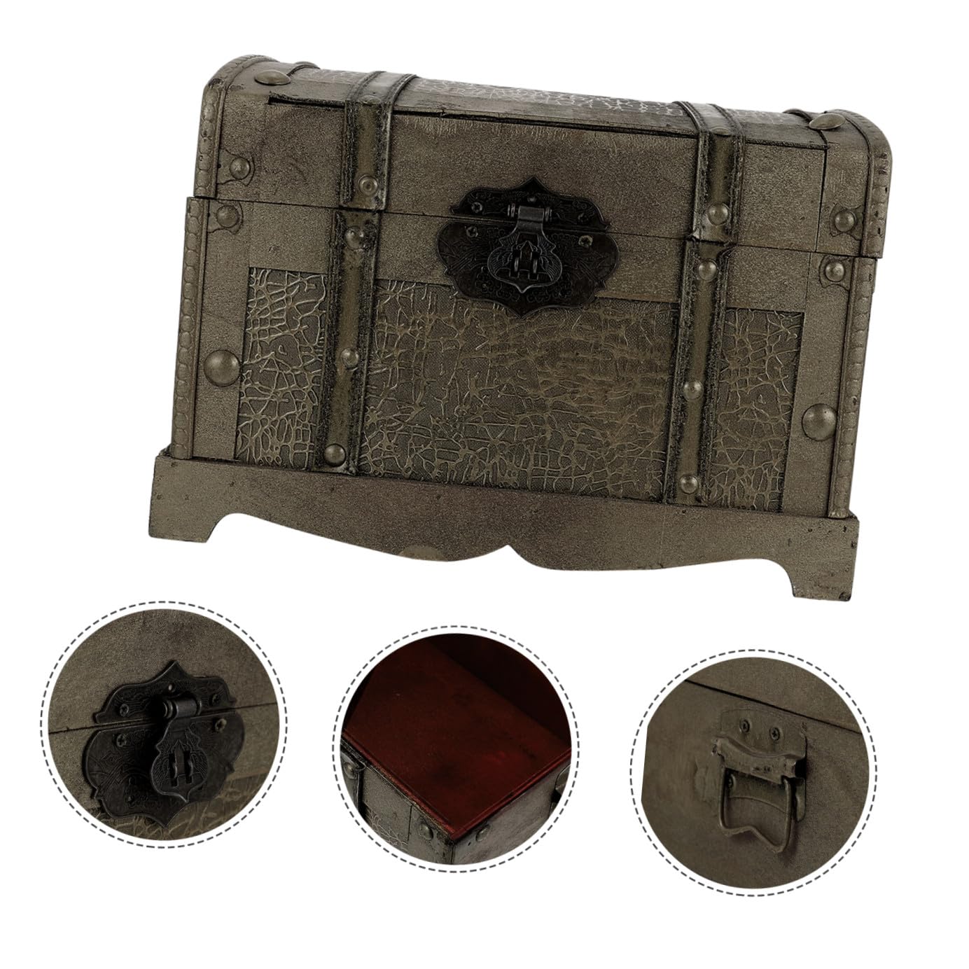 Baluue Piratenschatzkiste als Geschenk mit Schloss Aufbewahrungsbox Retro Dekorative Schatztruhe in Gold für Schmuck für Zuhause